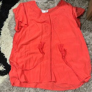 #6 Coral Tassel Blouse Time And Tru